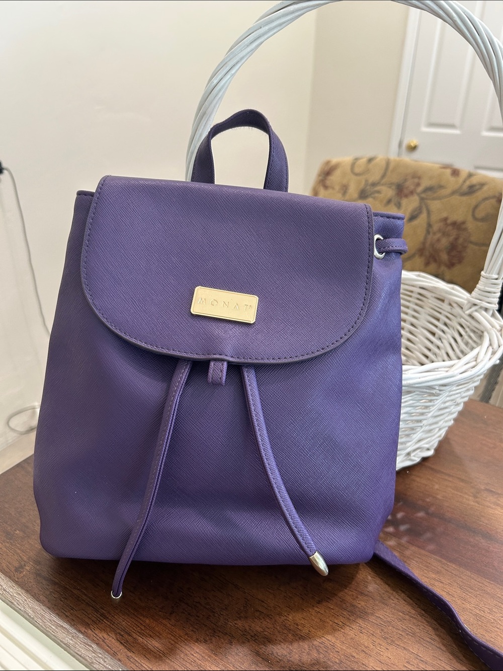 MONAT Purple Mini Backpack with Drawstring Flap